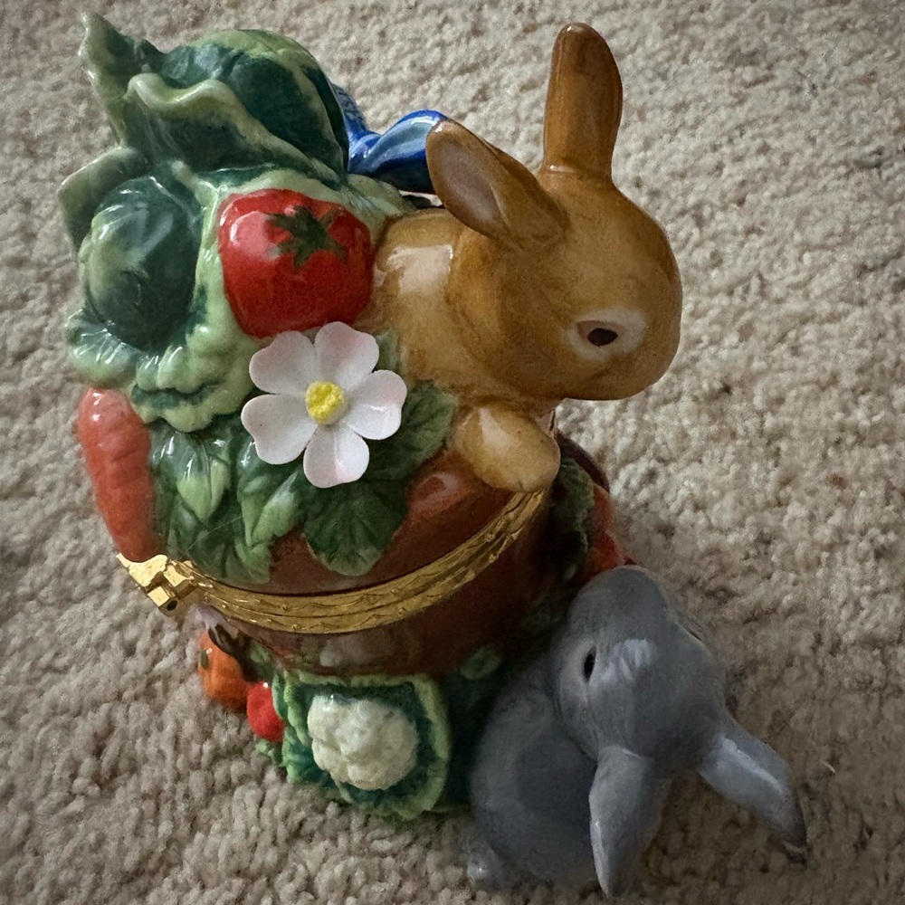 Colorful Ceramic Bunny Trinket Box